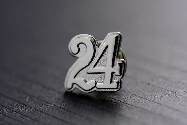 Stamped metal lapel pins, silver finish